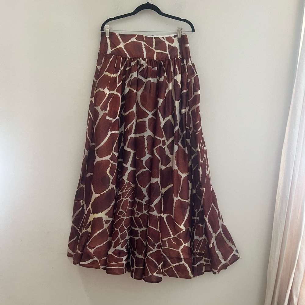 Roberto Cavalli A-Line silk Skirt in Brown and White Print - Picture 3 of 13